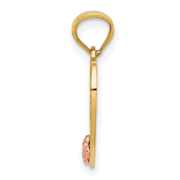 14k Two Tone Gold Little Sister Heart Pendant