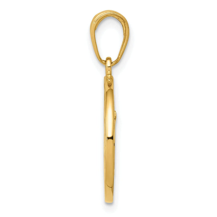 14K Yellow Gold Solid Polished Finish Open Bac Cut Out Round Frame Design Yoga Om Symbol Charm Pendant