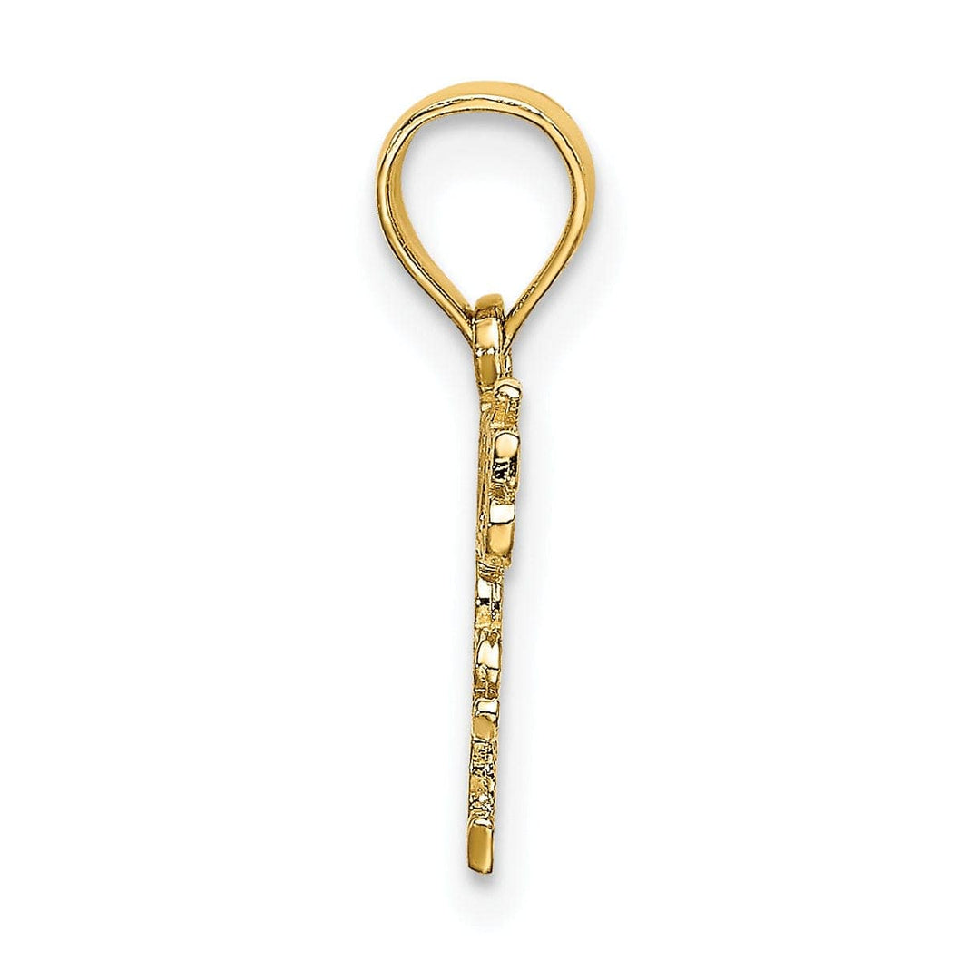 14k Yellow Gold Polished Finish Flat Back DADDYS LITTLE GIRL Design Charm Pendant