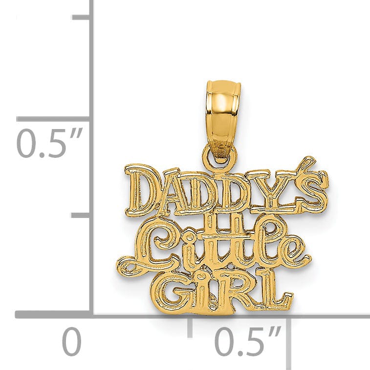 14k Yellow Gold Polished Finish Flat Back DADDYS LITTLE GIRL Design Charm Pendant