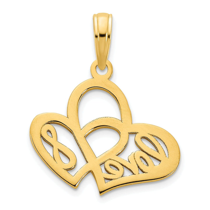 14k Yellow Gold Polished Flat Back Women's Heart LOVE Infinity Symbol Fancy Design Charm Pendant