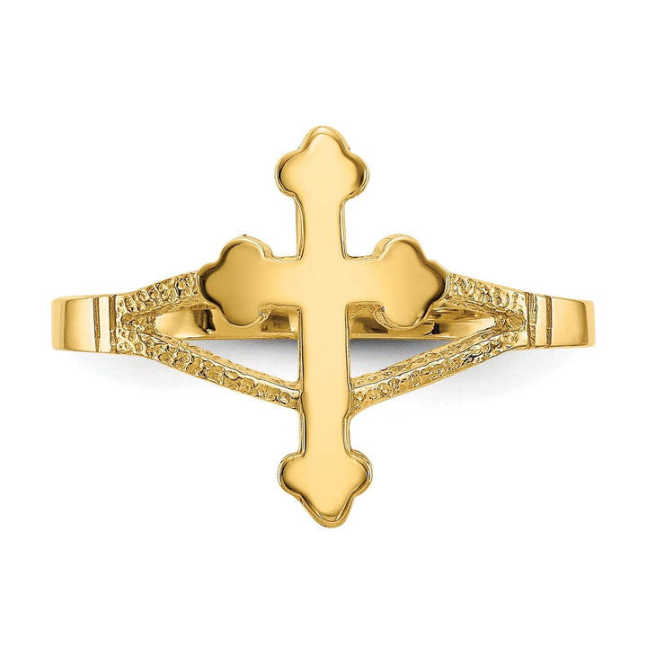 14k Yellow Gold Polished Cross Ring
