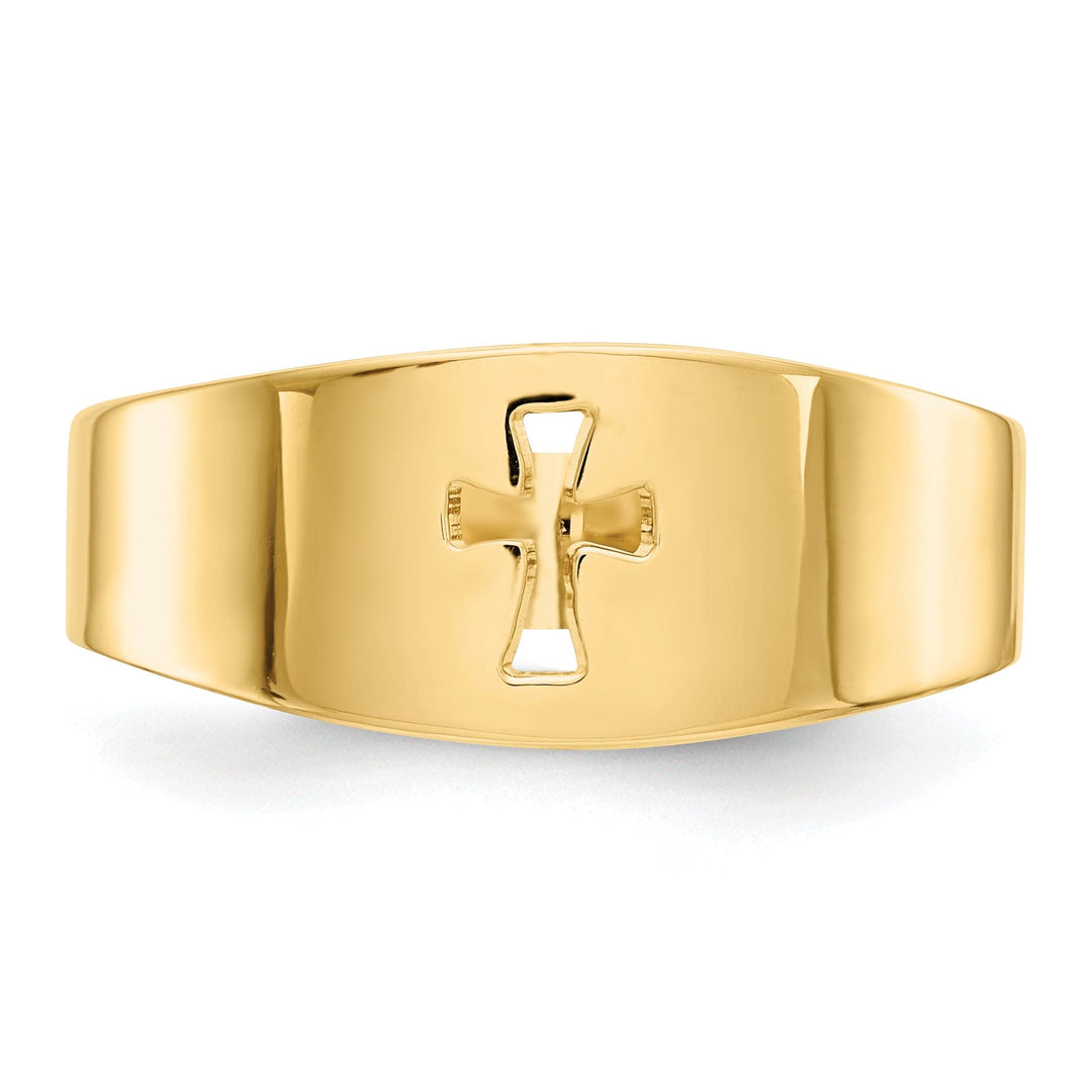 14k Yellow Gold Polished Cut-out Cross Ring