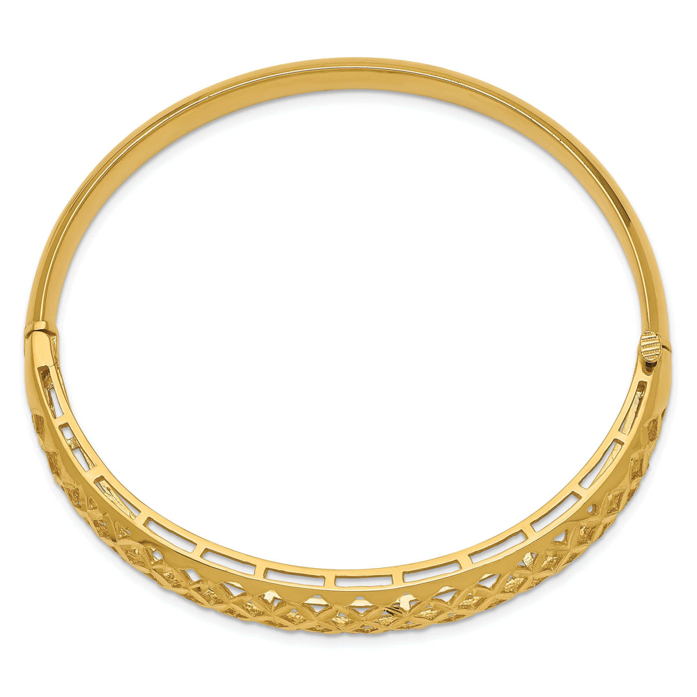 14k Yellow Gold Graduated Fancy Weave Bangle Bracelet