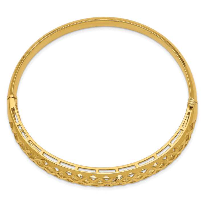 14k Yellow Gold Graduated Fancy Weave Bangle Bracelet