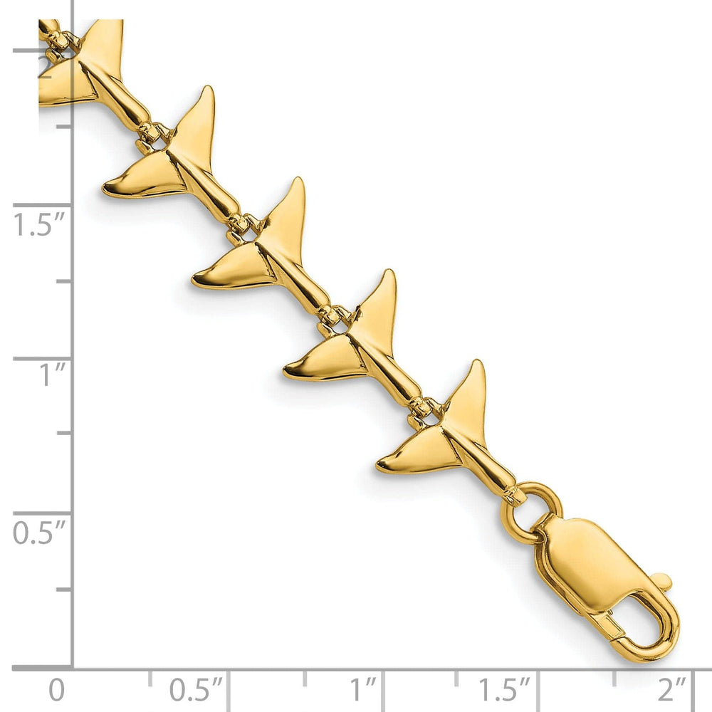 14k Yellow Gold Whale Tail Bracelet, 7-inch, 11.74 Wide