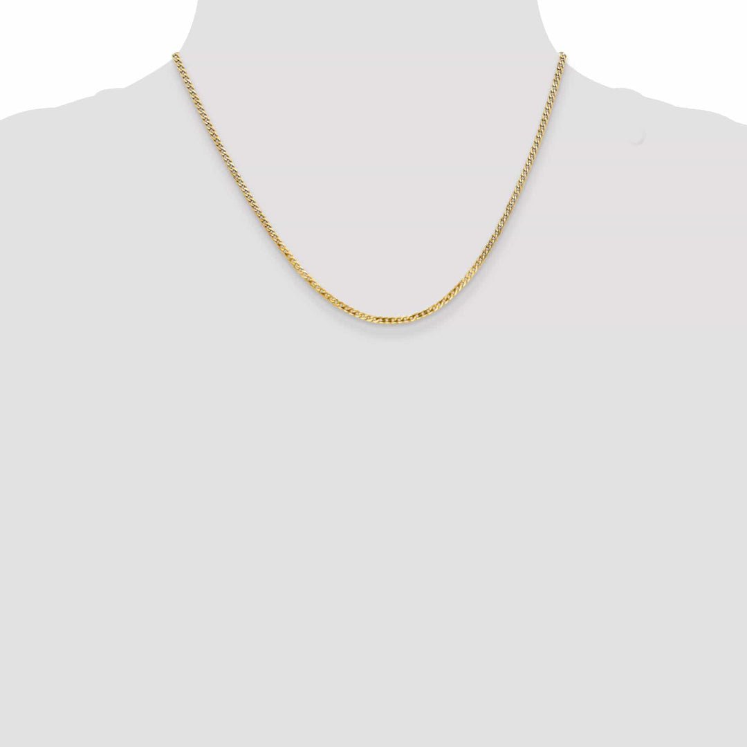 14k Yellow Gold 2.20mm Flat Beveled Curb Chain