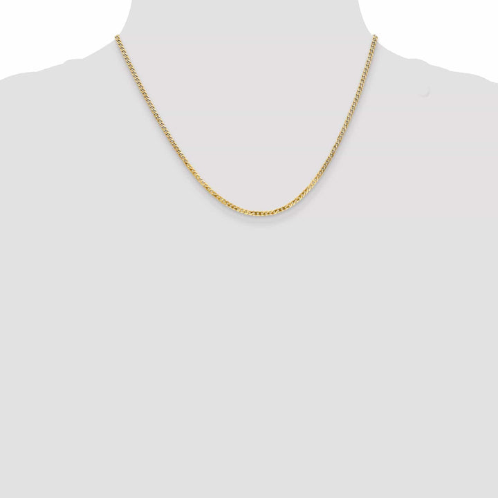 14k Yellow Gold 2.20mm Flat Beveled Curb Chain