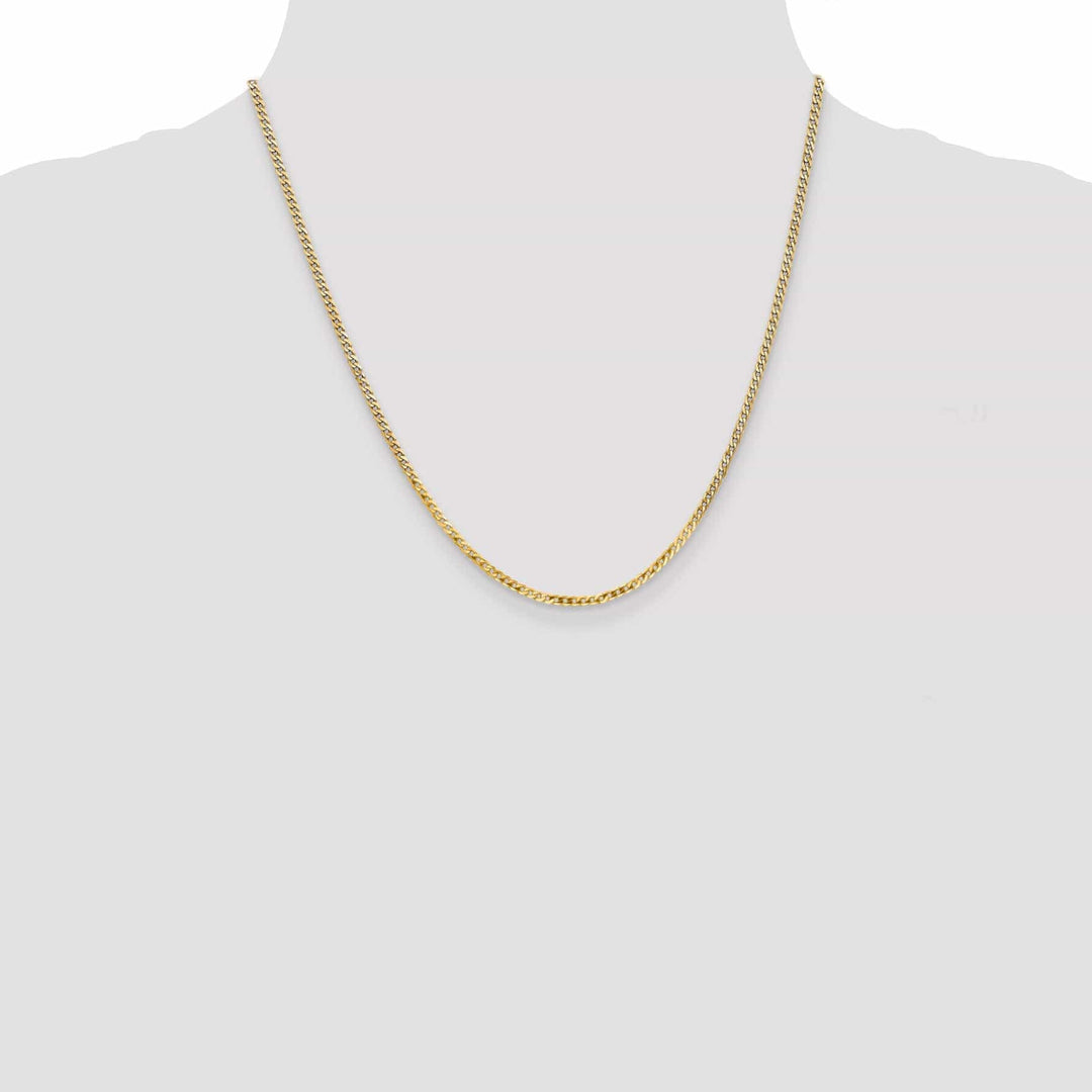 14k Yellow Gold 2.20mm Flat Beveled Curb Chain