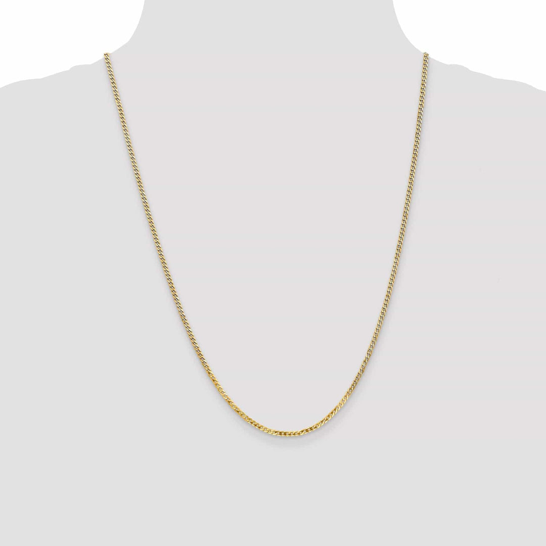 14k Yellow Gold 2.20mm Flat Beveled Curb Chain