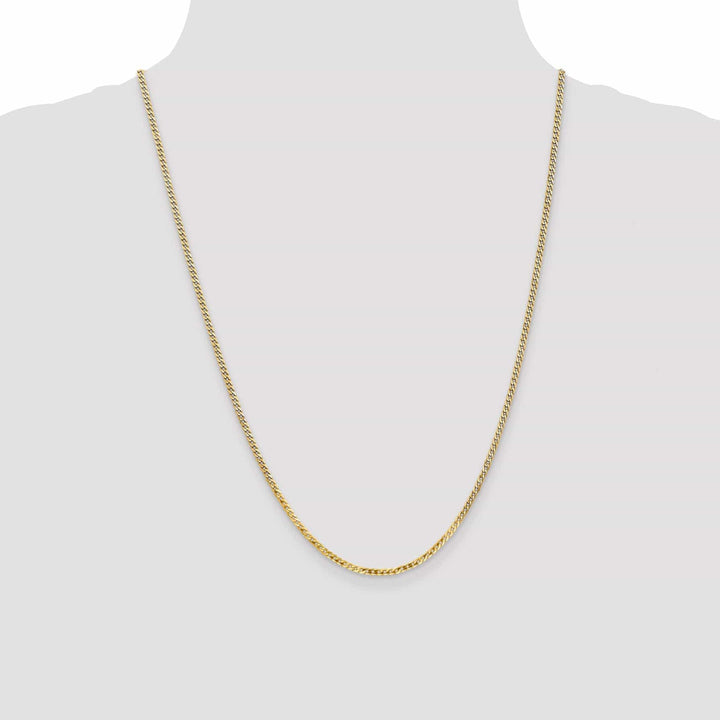 14k Yellow Gold 2.20mm Flat Beveled Curb Chain