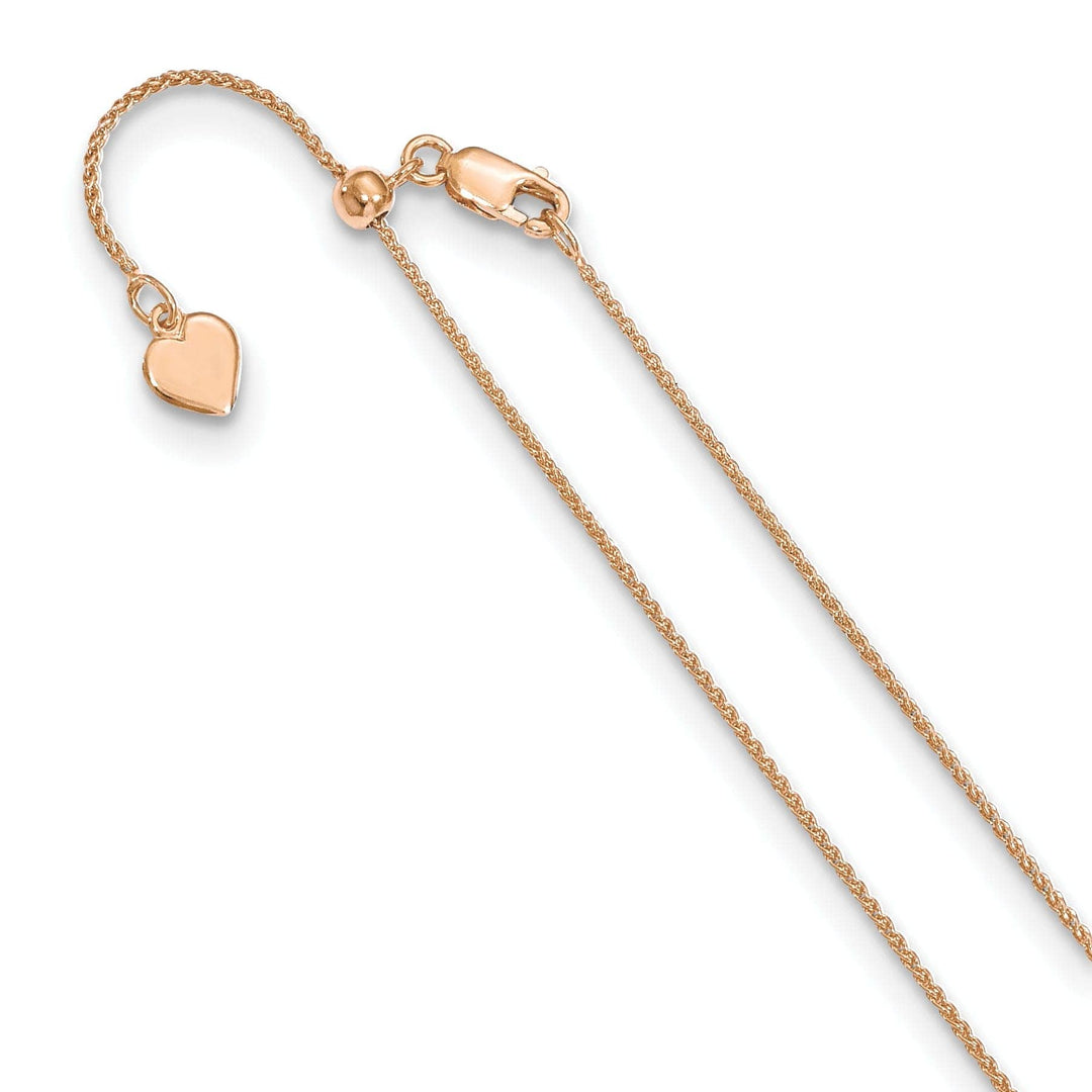 Silver 1.0mm Rose Gold Adjustable Spiga Chain