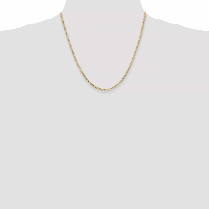 14k Yellow Gold 2.25-mm Flat Solid Figaro Chain