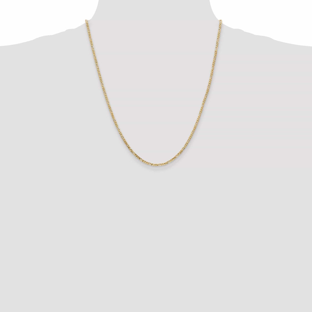 14k Yellow Gold 2.25-mm Flat Solid Figaro Chain
