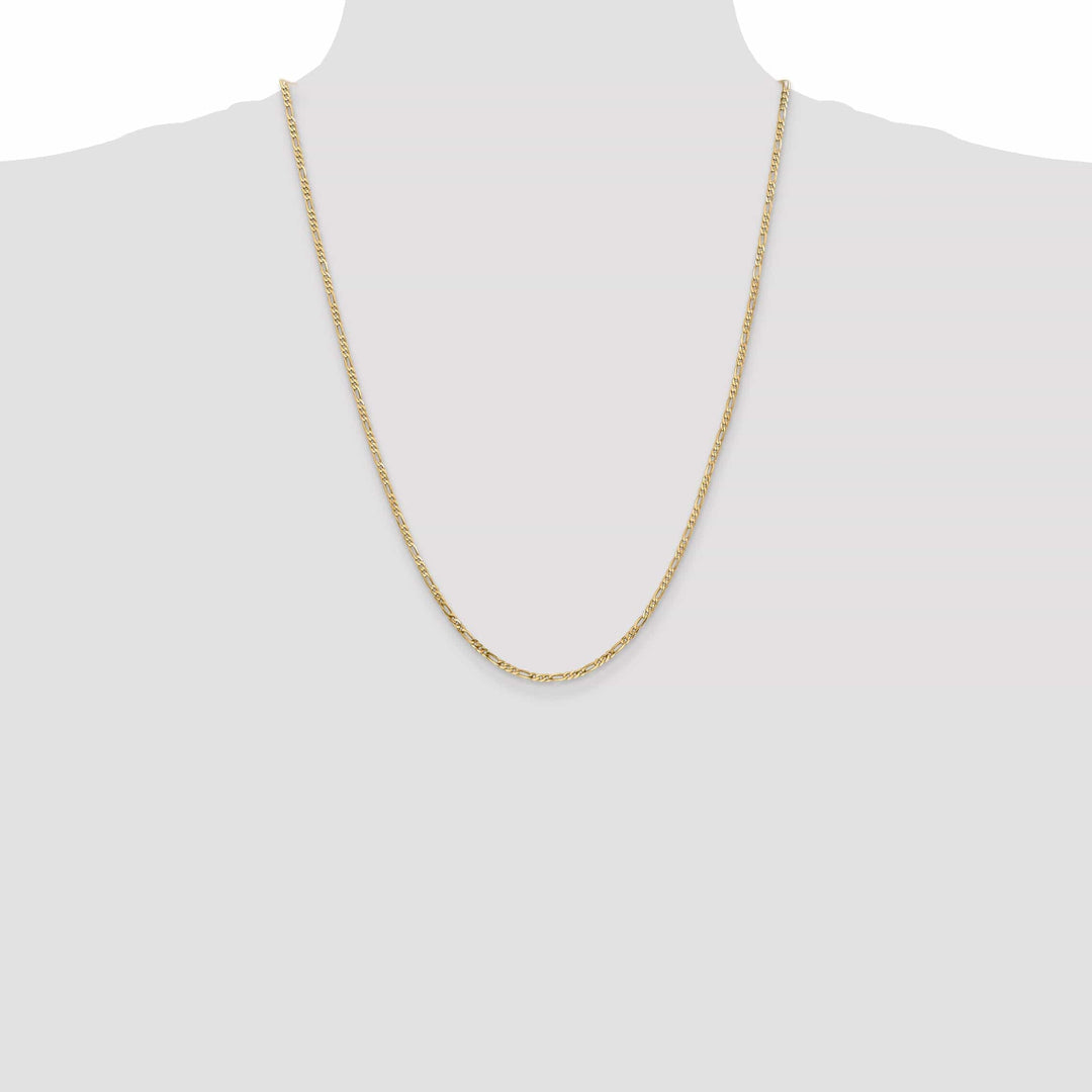 14k Yellow Gold 2.25-mm Flat Solid Figaro Chain