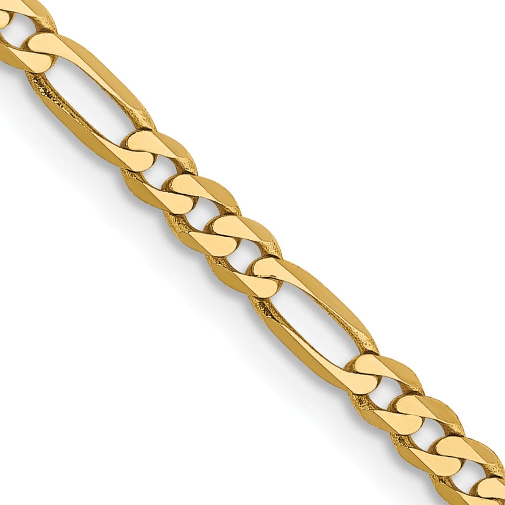 14k Yellow Gold 2.75-mm Flat Solid Figaro Chain