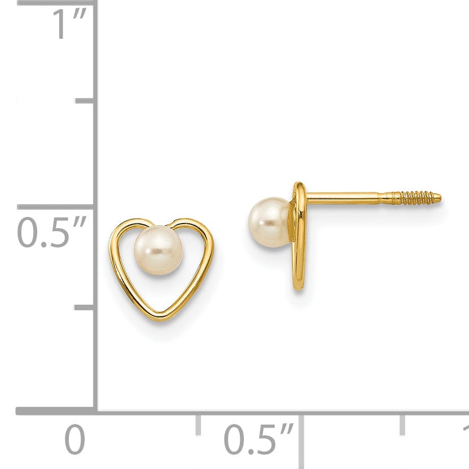 14k Yellow Gold Madi K Pearl Heart Earrings