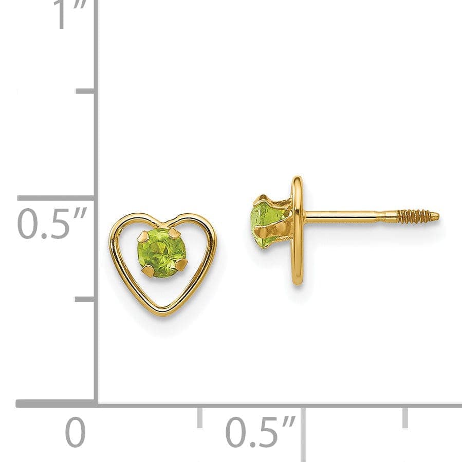 14k Yellow Gold Peridot Birthstone Earrings