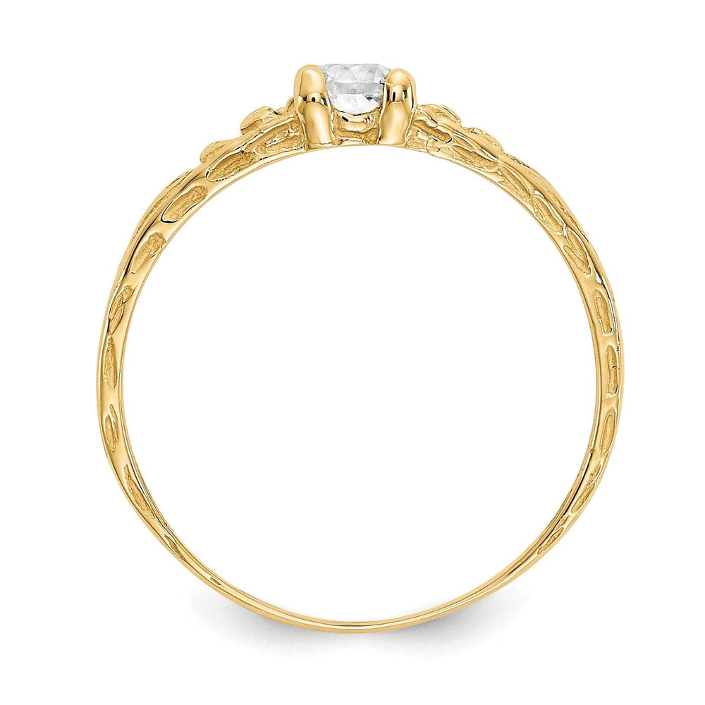 14k Yellow Gold White Topaz Birthstone Baby Ring