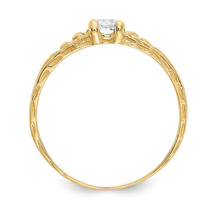 14k Yellow Gold White Topaz Birthstone Baby Ring