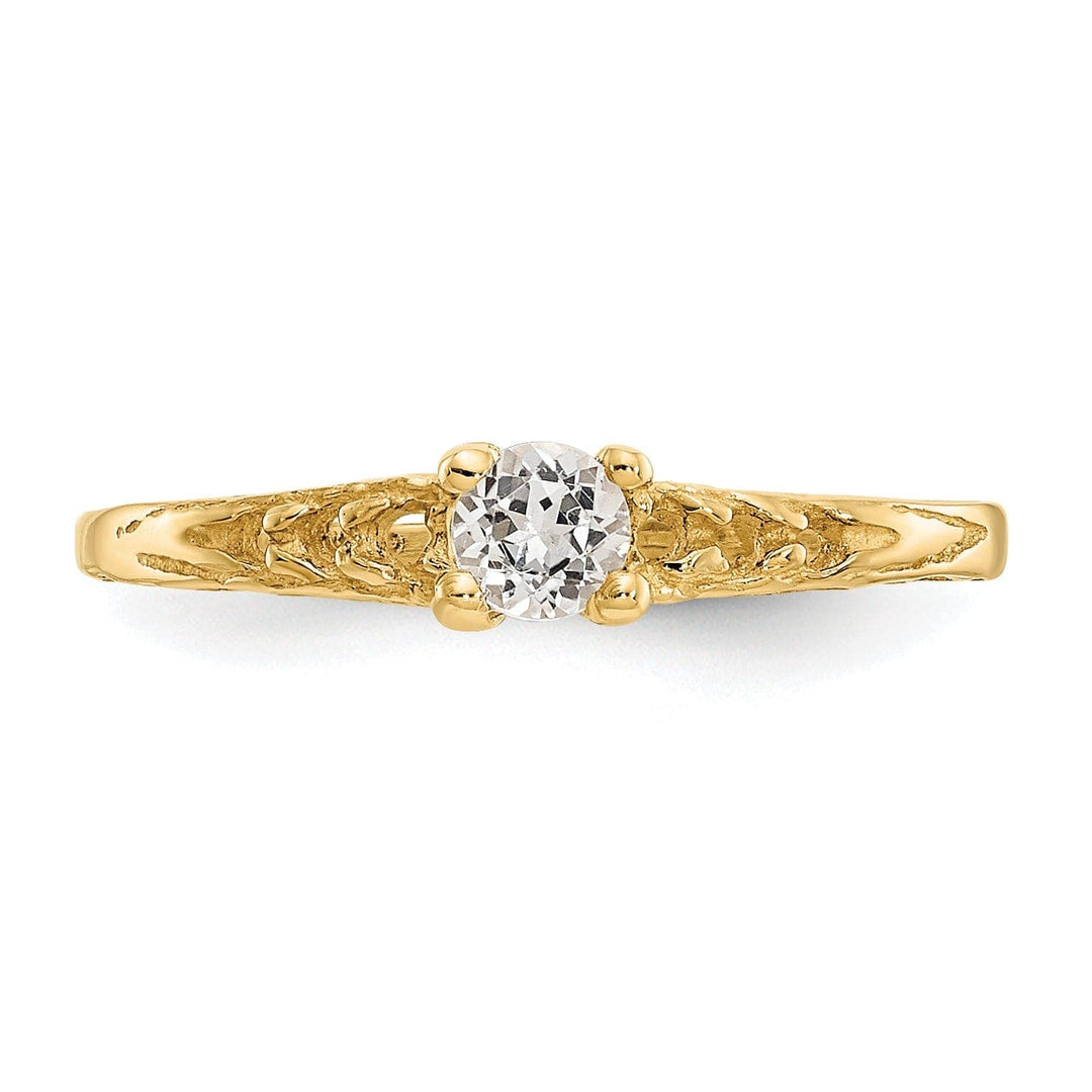 14k Yellow Gold White Topaz Birthstone Baby Ring