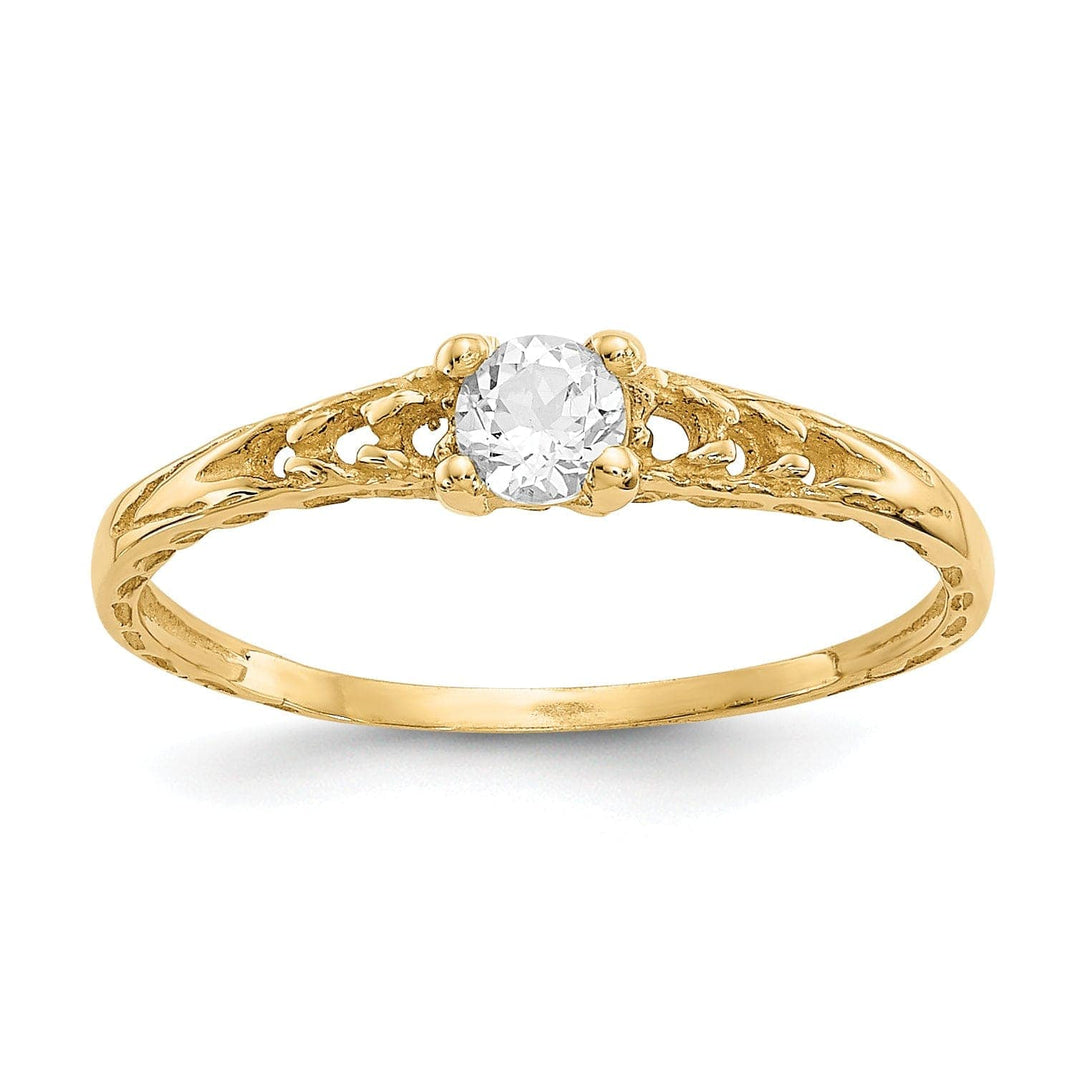 14k Yellow Gold White Topaz Birthstone Baby Ring