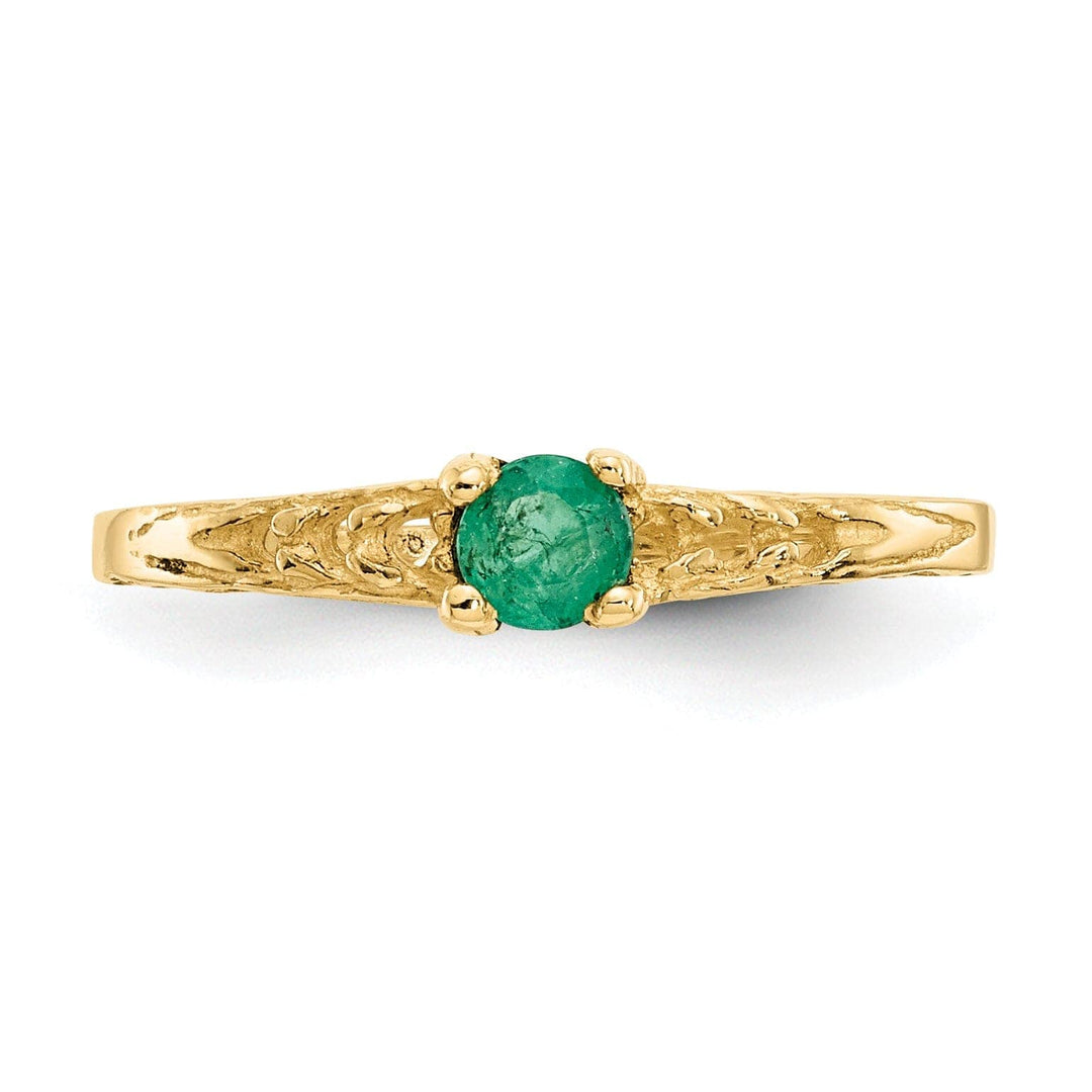 14k Yellow Gold Emerald Birthstone Baby Ring