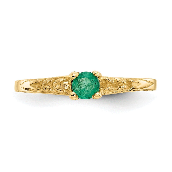 14k Yellow Gold Emerald Birthstone Baby Ring