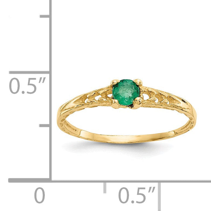 14k Yellow Gold Emerald Birthstone Baby Ring