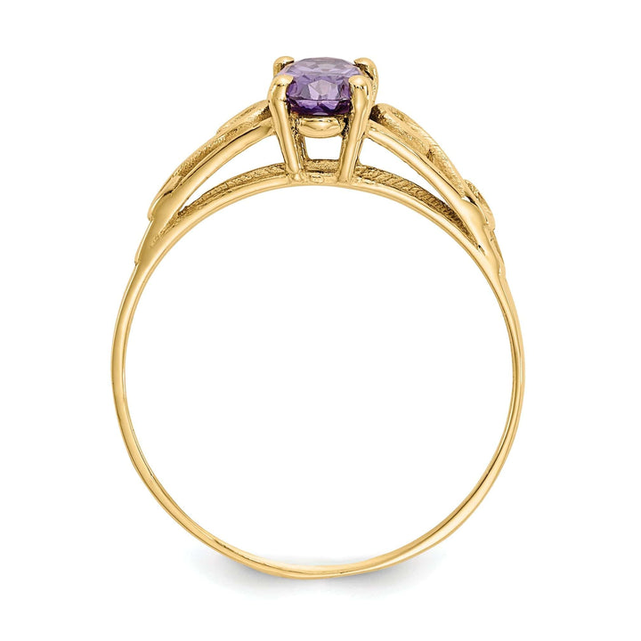 14k Yellow Gold Synthetic Amethyst Ring