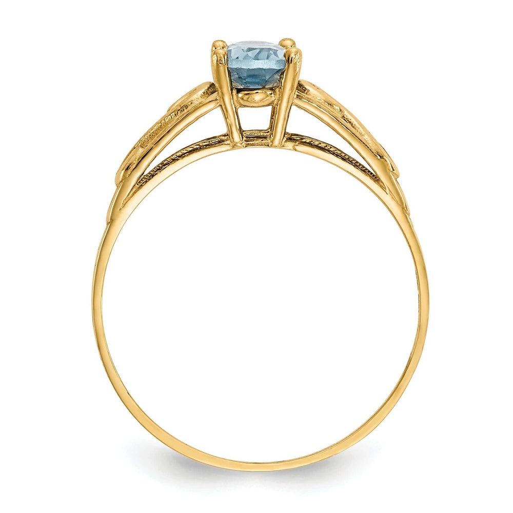 14k Yellow Gold Synthetic Aquamarine Ring