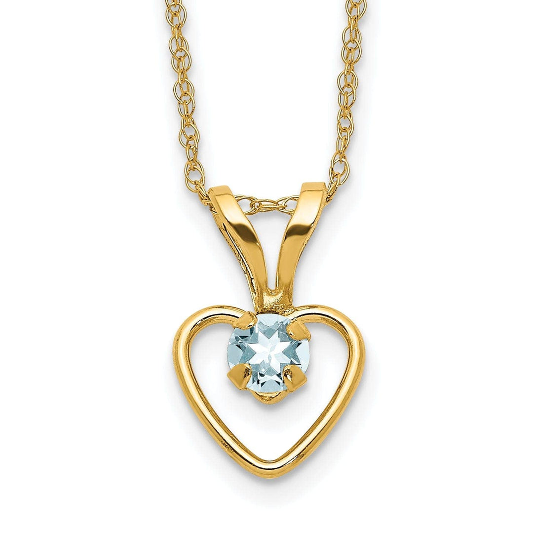14k Yellow Gold Aquamarine Heart Necklace