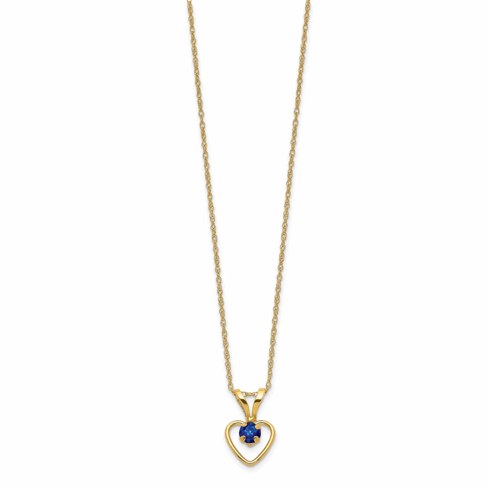 14k Yellow Gold Sapphire Heart Necklace