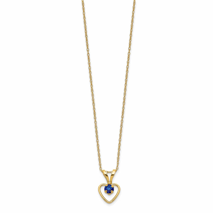 14k Yellow Gold Sapphire Heart Necklace