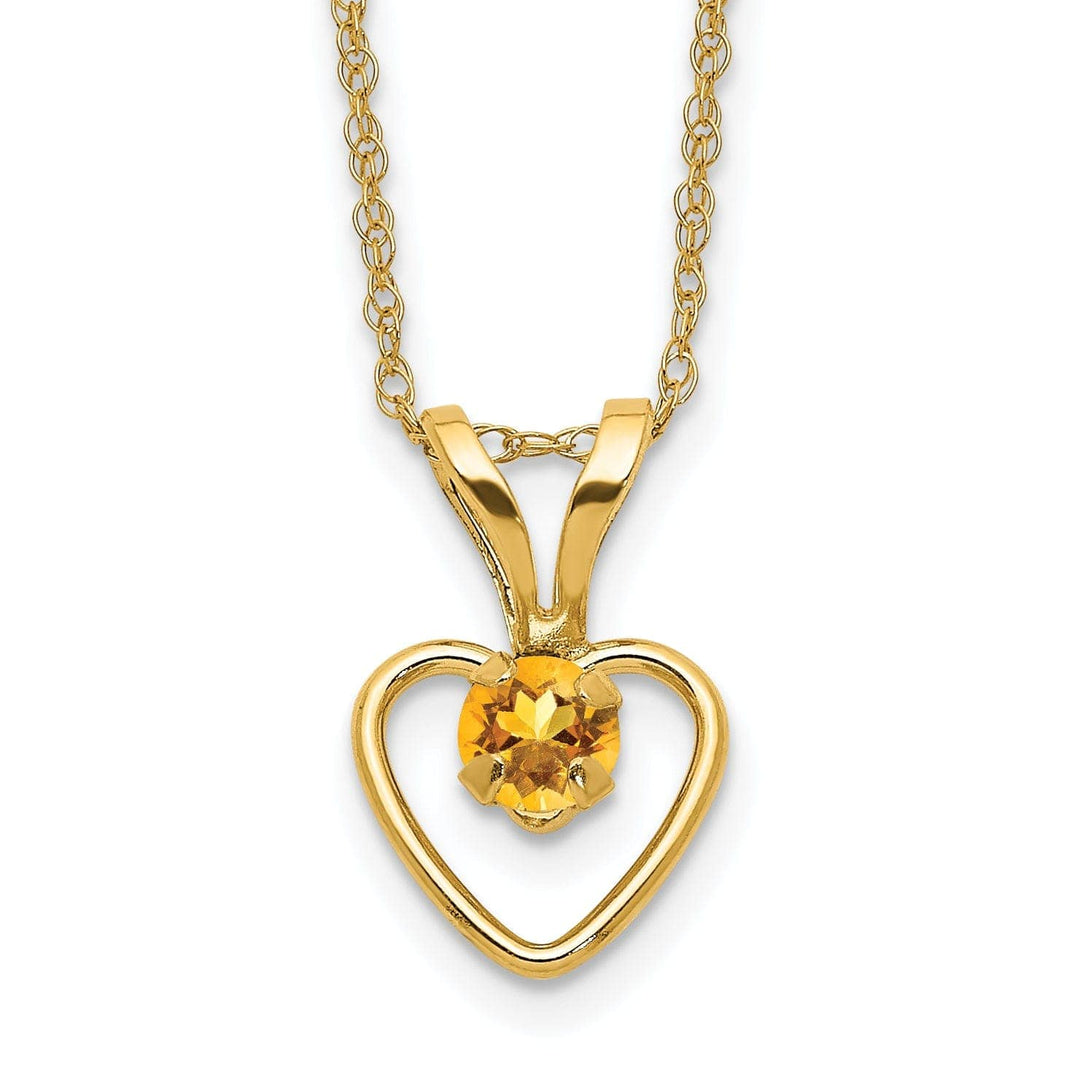14k Yellow Gold Citrine Heart Necklace