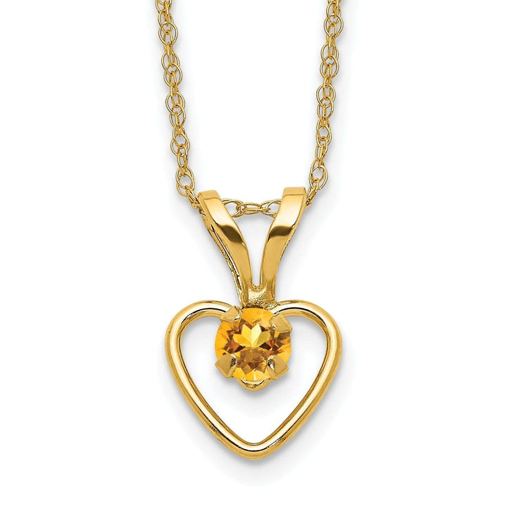 14k Yellow Gold Citrine Heart Necklace