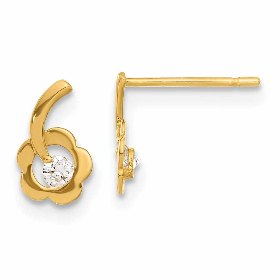14k Madi K CZ Childrens Flower Post Earrings
