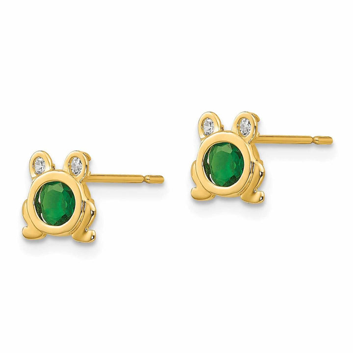 14k Madi K CZ Childrens Frog Post Earrings