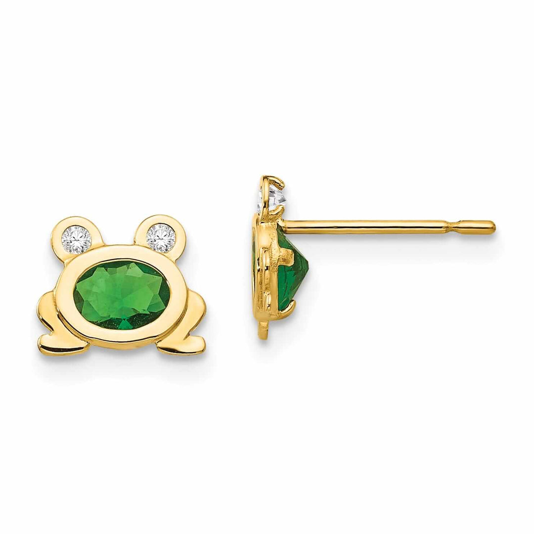 14k Madi K CZ Childrens Frog Post Earrings