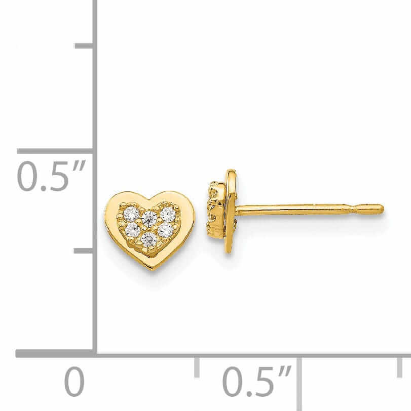 14k Madi K CZ Childrens Heart Post Earrings