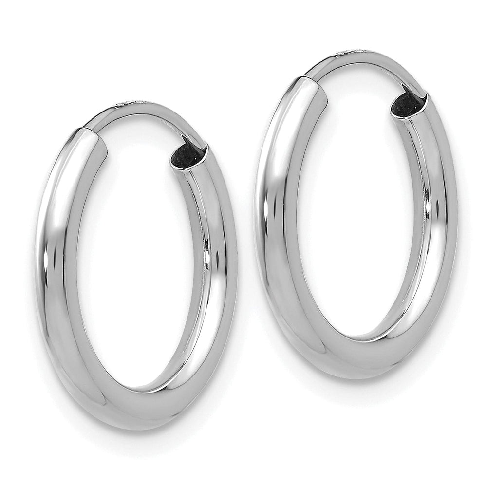 14k White Gold Polished Endless Hoop Earrings 2mm x 16mm
