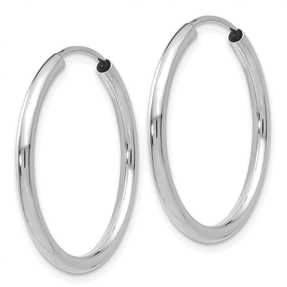 14k White Gold Polished Endless Hoop Earrings 2mm x 25mm