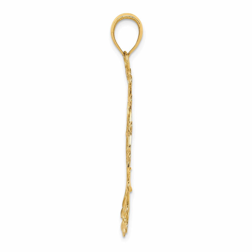 14k Two Tone Gold Diamond Cut Filigree Pendant