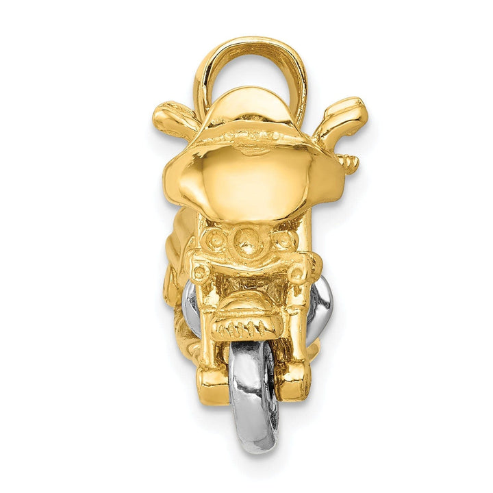 14k Two-tone 3-Dimensional Motorcycle Pendant