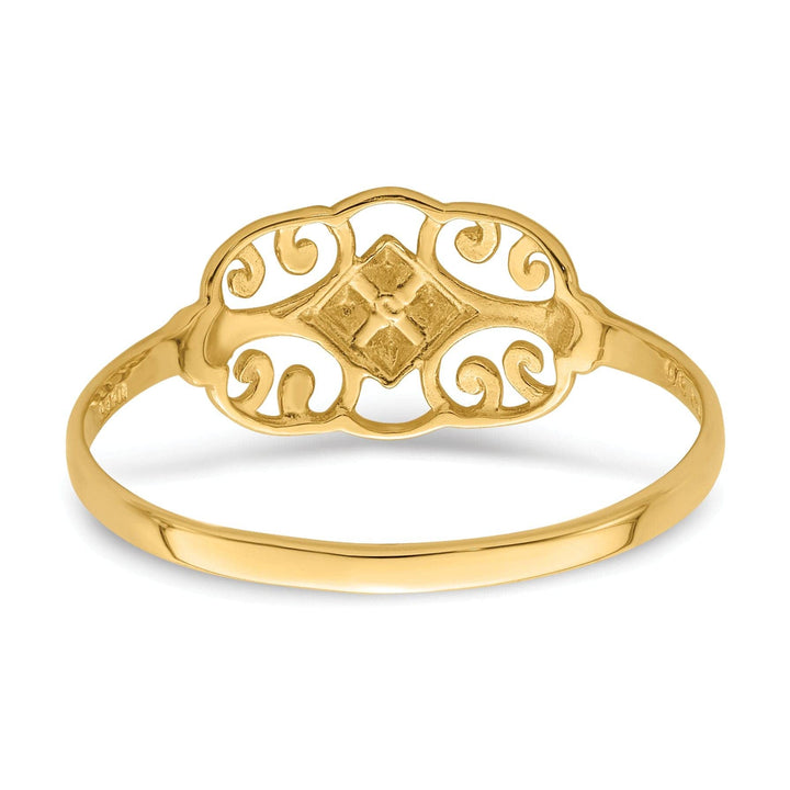 14k Yellow Gold Rhodium Filigree Ring