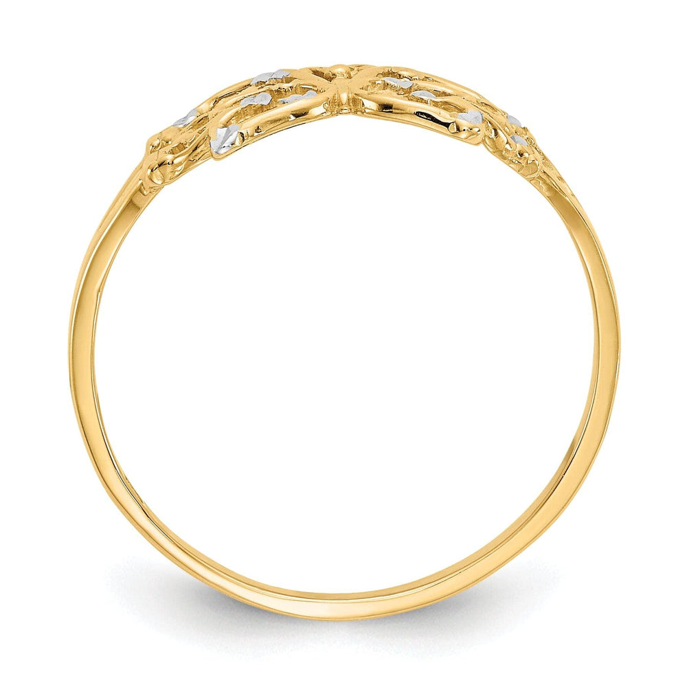 14k Two Tone Gold Diamond Cut Butterfly Ring