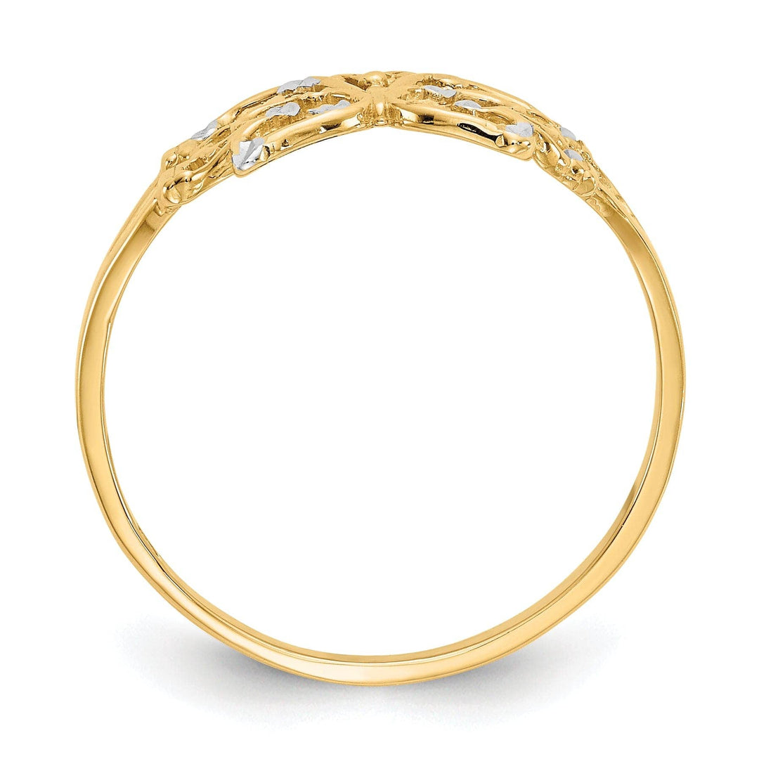 14k Two Tone Gold Diamond Cut Butterfly Ring