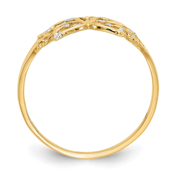 14k Two Tone Gold Diamond Cut Butterfly Ring