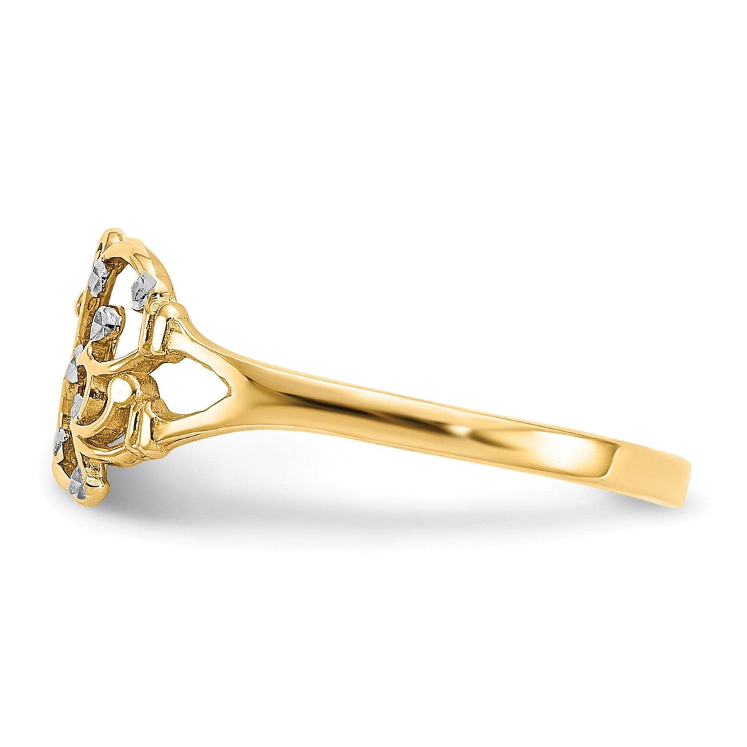 14k Two Tone Gold Diamond Cut Butterfly Ring
