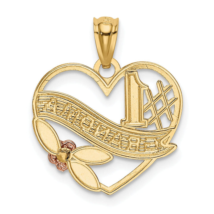 14k Two Tone Gold #1 Grandma Heart Pendant